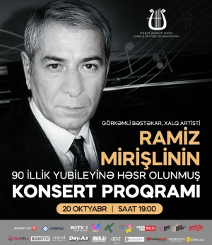 Gəncə Filarmoniyasında Ramiz Mirişlinin 90 illiyi qeyd olunacaq