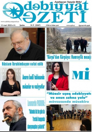 Bugünkü “Ədəbiyyat qəzeti”nin anonsu