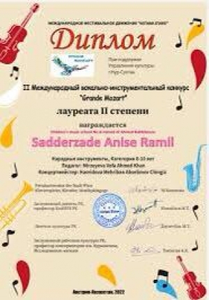 Balaca Aynisə Beynəlxalq müsabiqədə ikinci yerə layiq görülüb