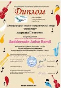 Balaca Aynisə Beynəlxalq müsabiqədə ikinci yerə layiq görülüb
