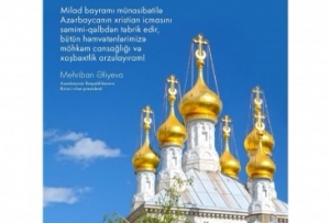 Mehriban xanım Əliyeva Milad bayramı münasibətilə paylaşım edib