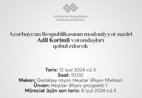 Mədəniyyət naziri Gədəbəydə vətəndaşları qəbul edəcək