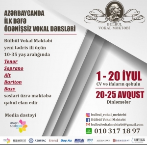 Ödənişsiz vokal dərslərinə tələbə qəbulu elan edilir