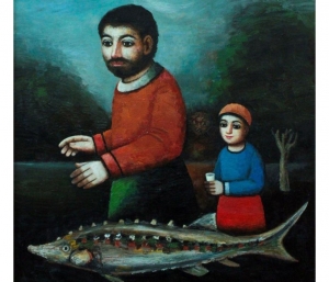 Rəsm qalereyası Qəyyur Yunus, “Ata, qızı və balıq” (2004)