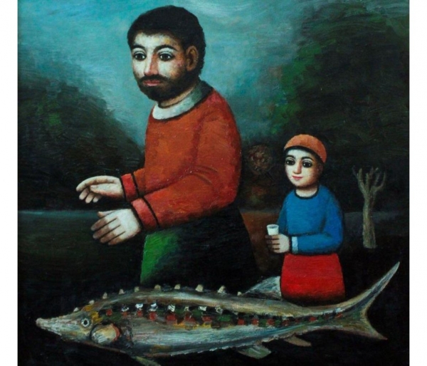 Rəsm qalereyası Qəyyur Yunus, “Ata, qızı və balıq” (2004)