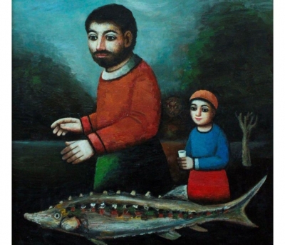 Rəsm qalereyası Qəyyur Yunus, “Ata, qızı və balıq” (2004)