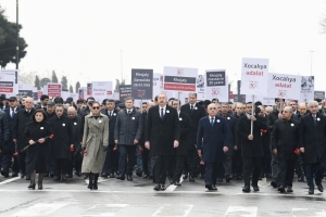 Xocalı soyqırımının 30-cu ildönümü ilə əlaqədar Bakıda ümumxalq yürüşü keçirilib