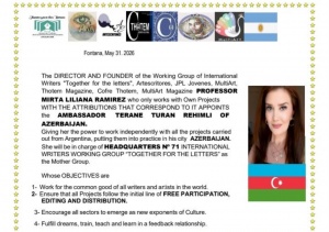 Argentinada Beynəlxalq Yazı&ccedil;ılar İş&ccedil;i Qrupunun Azərbaycan &uuml;zrə səfiri təyin edilib