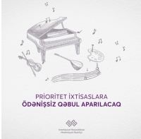 Mədəniyyət sahəsində prioritet ixtisaslara ödənişsiz qəbul aparılacaq