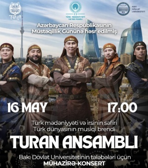 D&uuml;nyaş&ouml;hrətli &ldquo;TURAN&rdquo; ansamblı BDU-ya gəlir
