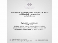 Mədəniyyət naziri Salyanda vətəndaşları qəbul edəcək