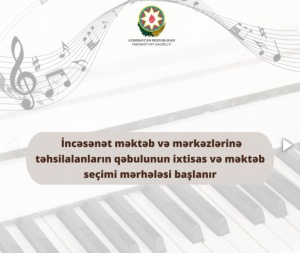 Bu gün İncəsənət məktəb və mərkəzlərinə ixtisas və məktəb seçimi mərhələsi başlanır