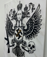Tbilisidə rus faşizminə etiraz edən azərbaycanlı rəssam