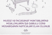 Musiqi və incəsənət məktəblərinə müəllimlərin işə qəbulu üzrə müsabiqənin nəticələri elan olunub